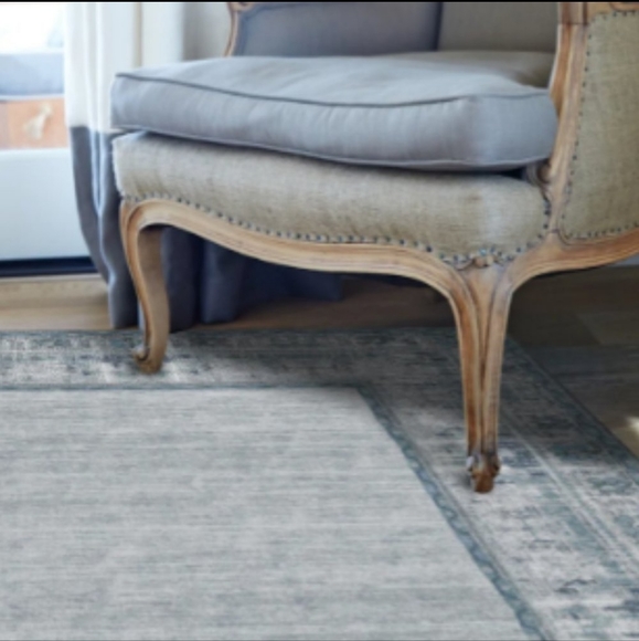 Ruggable Vintage Daisy Bordered Blue 5ft x 7ft Washable Rug (Cover Only) - Picture 8 of 10